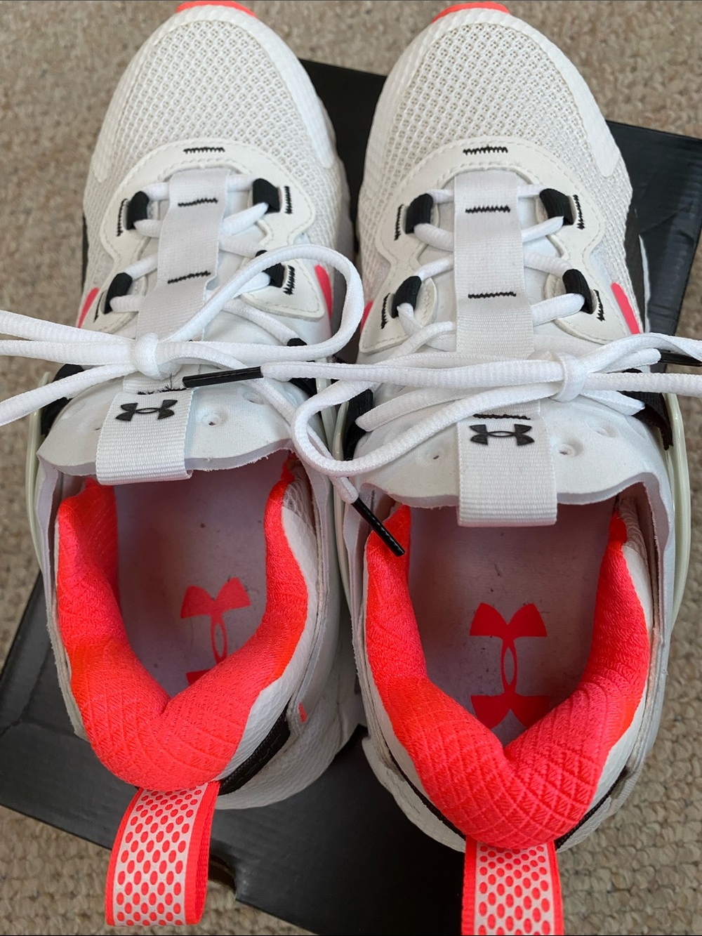 Under Armour Womens White Sneakers with Neon Pink Accents - Picture 3 of 7